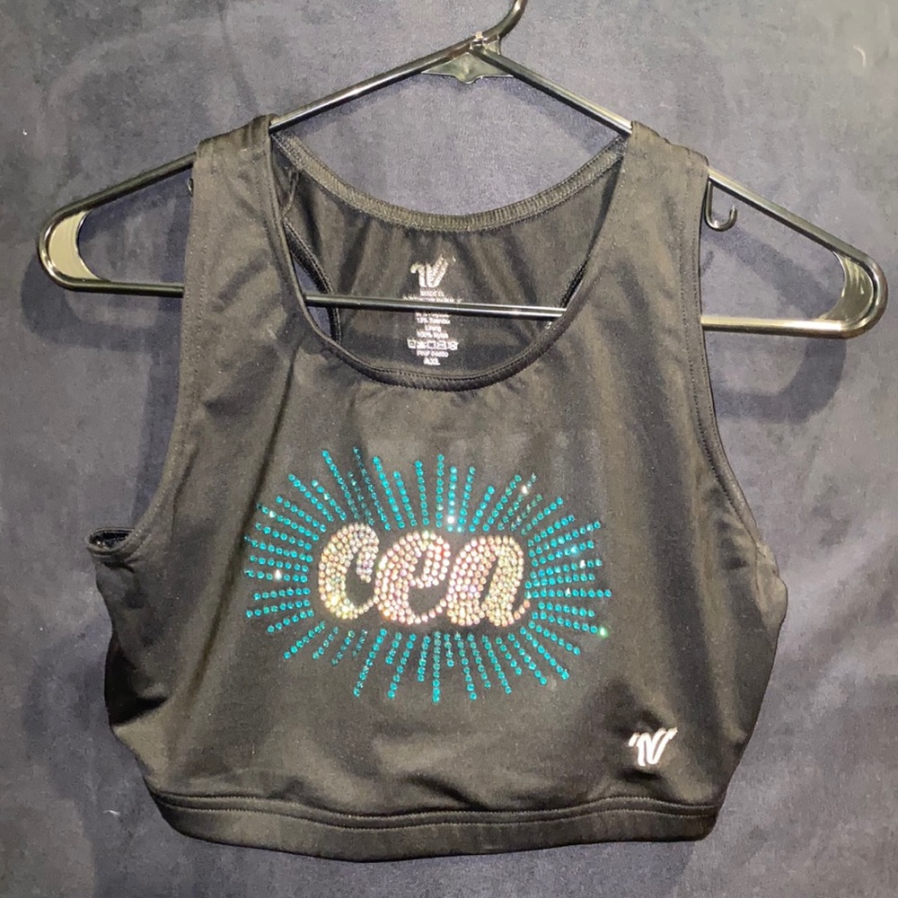 Cheer extreme black rhinestone sports bra